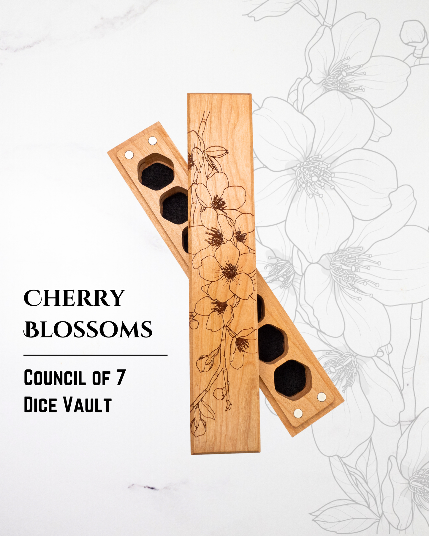 Cherry Blossoms | Engraved Council of 7 Dice Vault